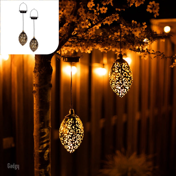Stimmungsvolle orientalische Solar-Hängelampen (2er-Set)