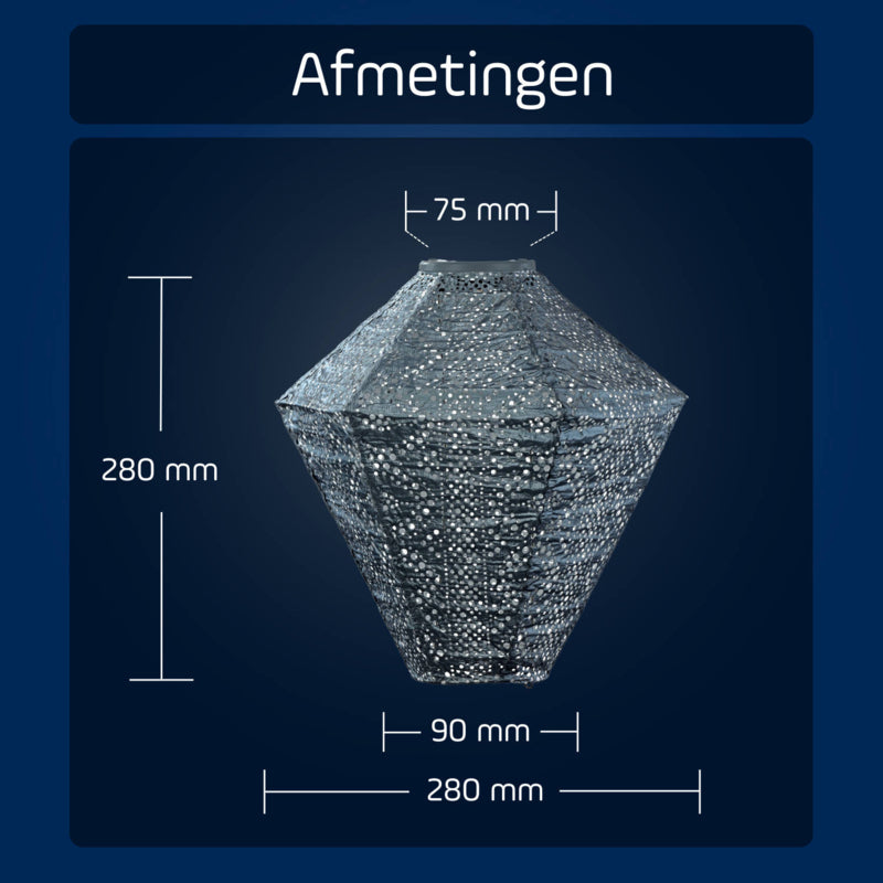 Solar-Lampion Diamant - Spitze Grau Blau - 28 cm