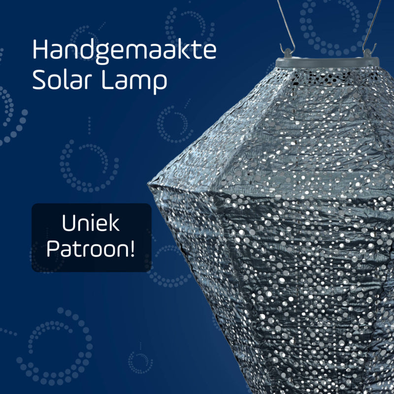Solar Lampion Diamond - Lace Grey Blue - 28 cm